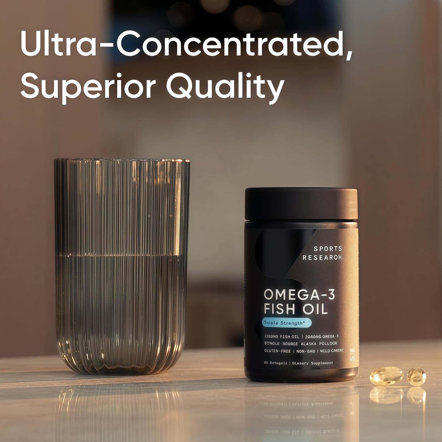 Sports Research® Omega-3 Fish Oil 1250 - Triple Strength Fish Oil Supplement from Wild Alaska Pollock - MSC Certified Sustainable · Non-GMO · Soy Free - 180 Softgel Capsules
